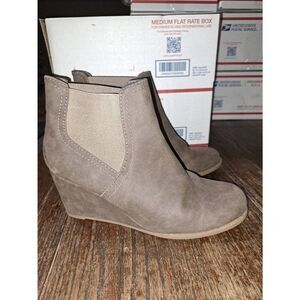 9M Rampage Brown Ram Mousy Wedge Heel Ankle Boots Booties Shoes Stretch Gore